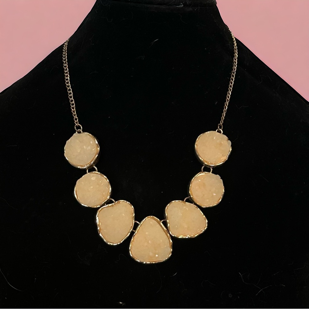 Jane Stone druzy stone statement collar necklace
